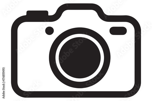Silhouette of camera icon black outline vector illustration isolated on white background
