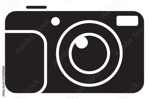 Silhouette of camera icon black outline vector illustration isolated on white background
