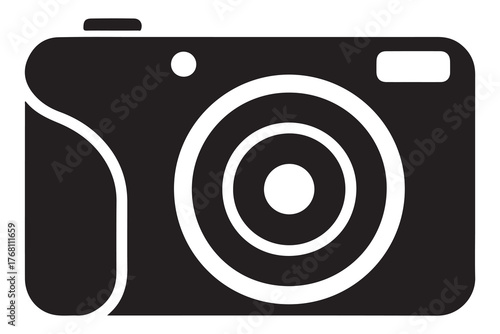 Silhouette of camera icon black outline vector illustration isolated on white background
