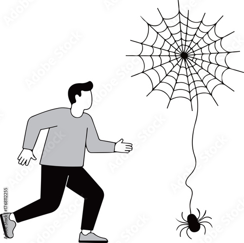 Man Running from Spider