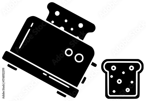 bread illustration food silhouette breakfast logo toast icon morning outline toaster slice bakery hot fresh french sandwich lunch machine shape and vector graphic background