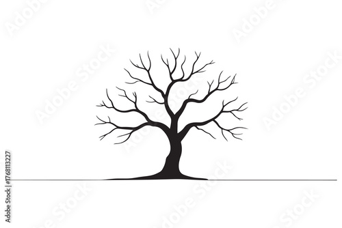 Leafless tree silhouette icon on white and black background