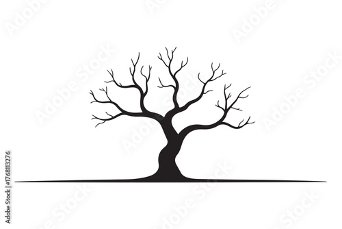 Leafless tree silhouette icon on white and black background