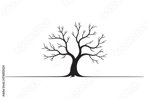 Leafless tree silhouette icon on white and black background