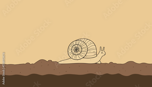 Cartoon Snail on Soil