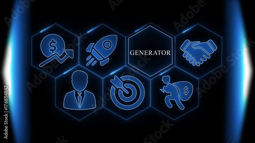 Business Concept Icons with Central Text Generator