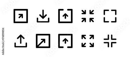 Outline Action Icons: Upload, Download, Expand, and Minimize