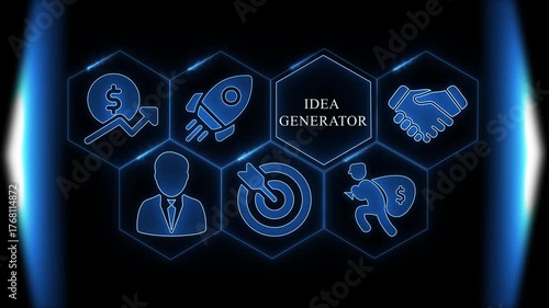 Business Concept Icons with Central Text Idea Generator