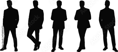Businessmen silhouettes, professional men group, corporate team, leadership concept, formal attire, office professionals, teamwork illustration, confident executives, business unity