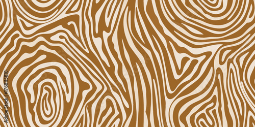 Abstract organic brown and beige zebra stripe pattern seamless texture background
