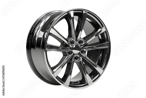 Car accessories transport vehicles transportation. Wheel Alloy car wheels rim black, grey chrome or mag wheel high performance auto part decoration isolated on transparent cut out PNG background.