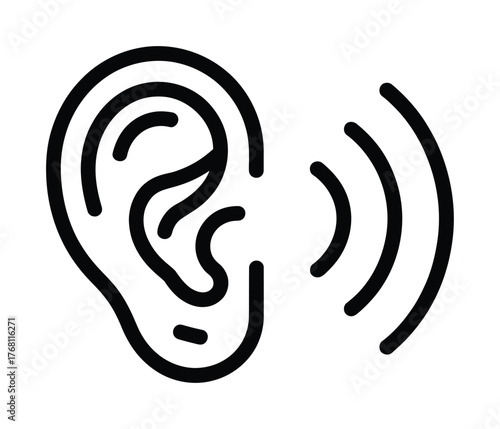 Ear with sound waves icon hearing and communication vector illustration