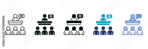 Group Interview Icon Set Consisting of Multiple Styles Vector Illustration