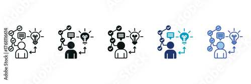 Soft Skill Flat Blue Icon Icon Set Consisting of Multiple Styles Vector Illustration