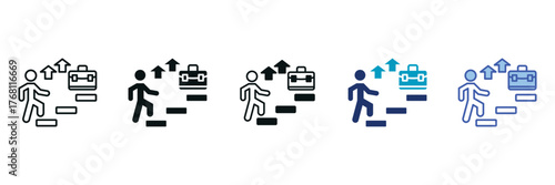 Career Development Icon Set Consisting of Multiple Styles Vector Illustration