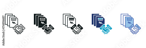 Contract Icon Set Consisting of Multiple Styles Vector Illustration