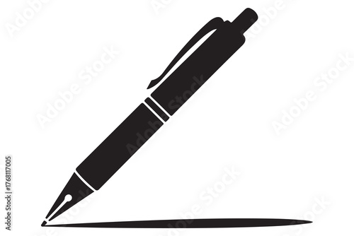 Modern fountain pen icon flat black silhouette vector isolated on transparent
