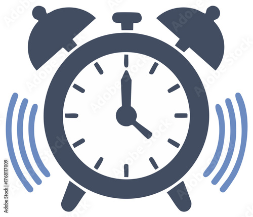 Ringing Classic Alarm Clock Depicting Wake-Up Time Reminder