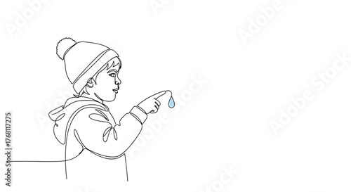 Child pointing at raindrops as symbol of wonder and discovery