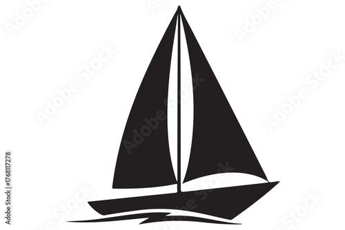 Ship boat silhouette marine travel transport icon in black and white illustration
