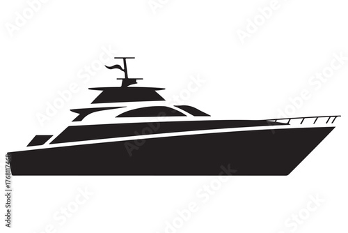 Ship boat silhouette marine travel transport icon in black and white illustration
