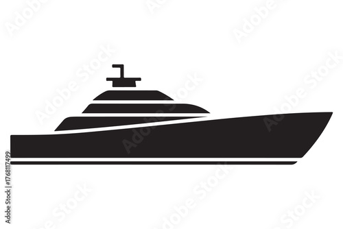 Ship boat silhouette marine travel transport icon in black and white illustration
