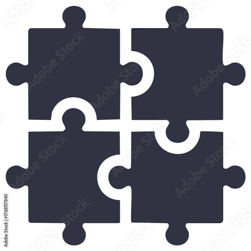 Minimalist puzzle pieces icon symbolizing collaboration and problem solving