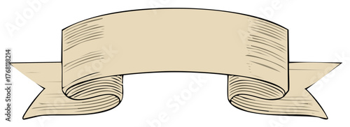 Beige vintage styled banner with curled ends for headers and vintage themes in illustrations and designs