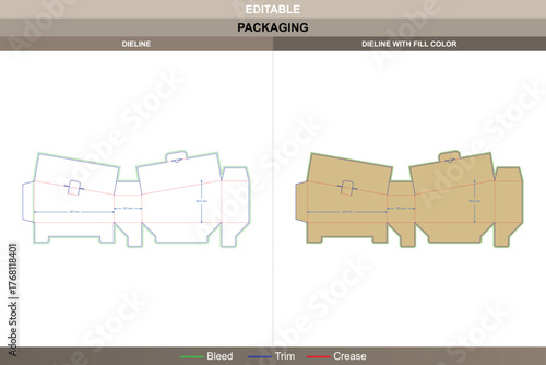 Security buckle tuck end dieline formed through precise vector alignment printing strength and reliable die line tracks that hold the packaging securely