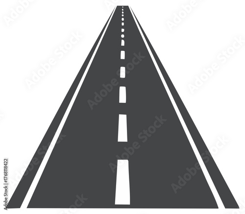 Road receding into the distance illustration with vanishing point perspective lines