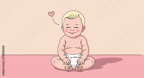 Young Woman Working on Laptop at Home, Relaxed in Casual Clothes, Cross-Legged on Floor, Conceptual Illustration for Modern Lifestyle, Freelancing, Education, and Technology, Minimalist Design with Co