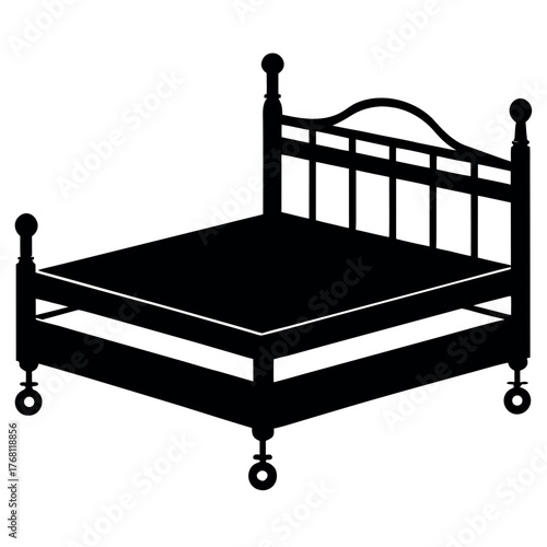 Simple black silhouette of a classic trundle bed