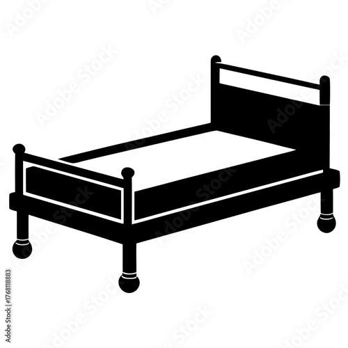 Simple bed silhouette icon for bedroom furniture design