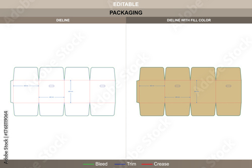 Square cardboard box dieline built in vector format professional printing setup and reinforced packaging panels with precise die line placement for shipping and product protection