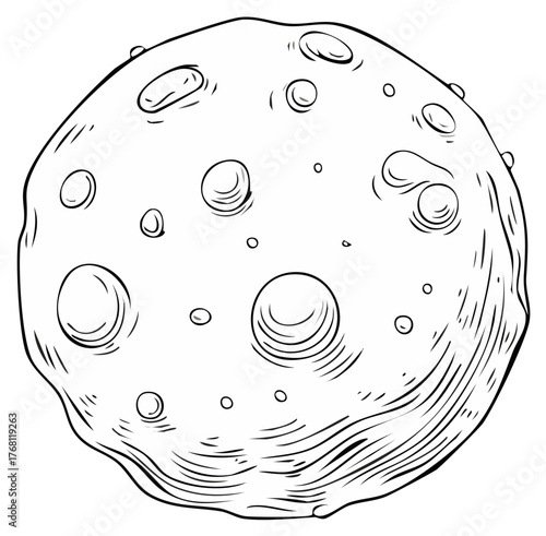 Cratered celestial body illustration drawing astronomical object