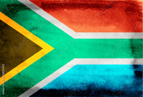 南アフリカ　国　旗　和紙　背景