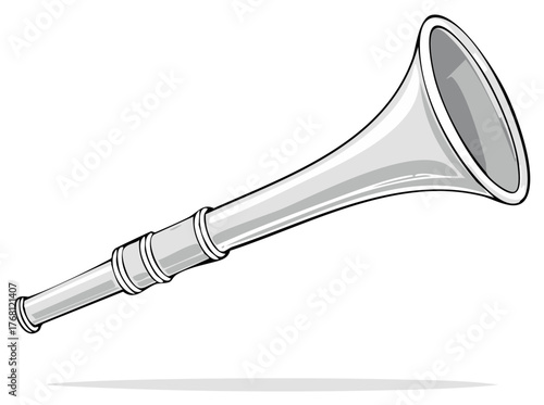 Silver Vuvuzela Horn Instrument Cartoon Illustration Sound Maker
