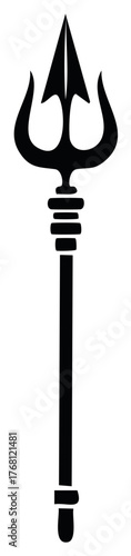 Trishula Trident Symbol of Hindu God Shiva Black Silhouette Icon