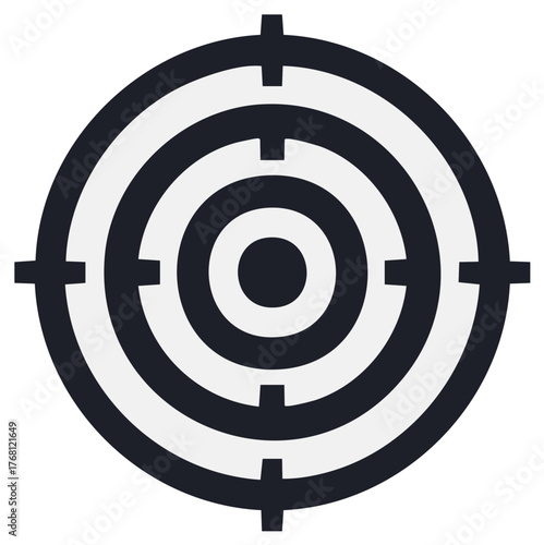 Graphic Target Emblem with Concentric Circles and Crosshairs