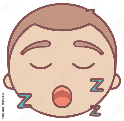 Cartoon Face Sleeping Dreaming Zzz Symbols Sleepy Person Yawning