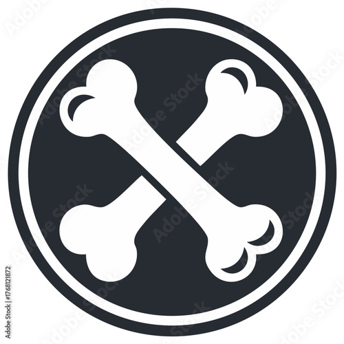 Crossed Bones Icon Graphic Element with Dark Background for Medical or Halloween Theme Design