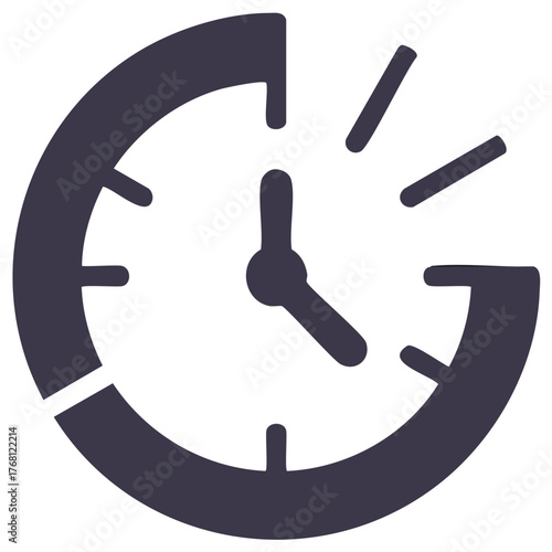 A simple flat icon illustration of a clock timer representing a deadline alarm and time management