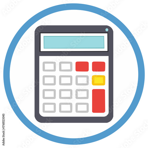Flat design calculator icon for financial calculation and accounting with budget management and mathematical operations concept