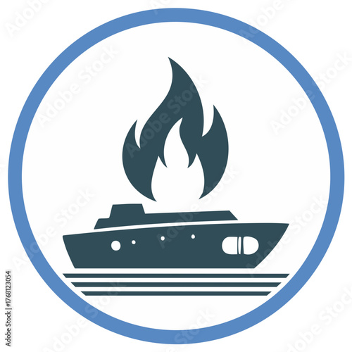Boat Fire Accident and Emergency Vector Icon