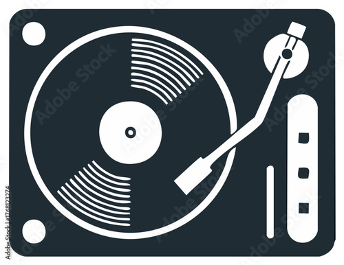 Elegant Vinyl Record Player Graphic Turntable Icon Design Minimalist Music Culture