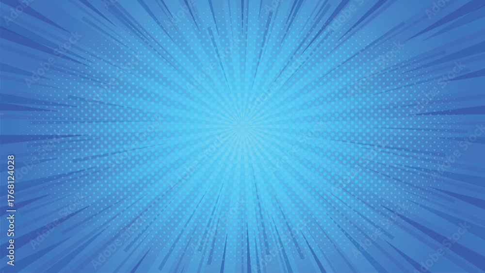 Obraz premium Abstract blue rays comic zoom radiant background