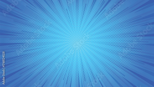 Abstract blue rays comic zoom radiant background