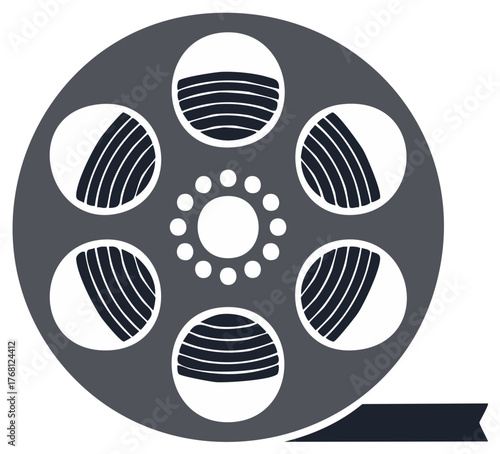 Film reel vector graphic illustration, cinema, filmmaking, movie concept