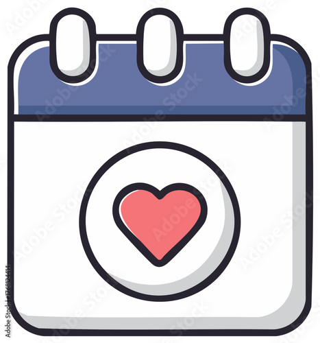 Calendar heart icon for special occasion reminder or date marking anniversary celebration day
