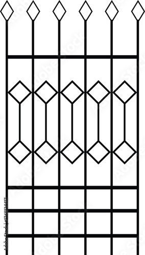 Black Geometric Wrought Iron Fence Pattern vector illustration